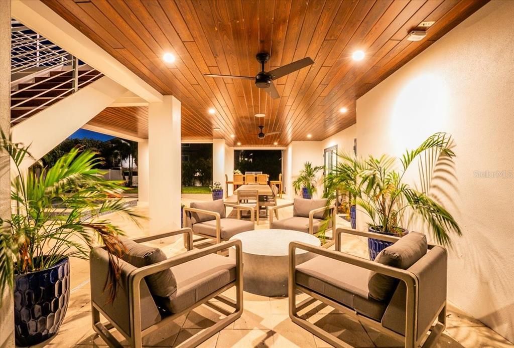 Interior, Living room, Recessed Lighting, Wooden Ceilings