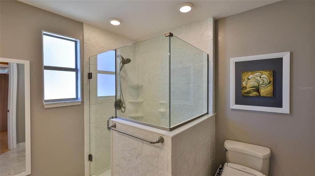 Bathroom, Glass Shower, Interior, Recessed Lighting
