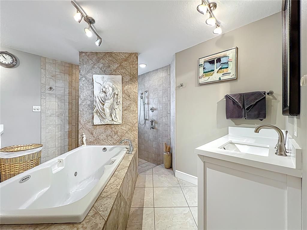 Bathroom, Dual Sink Vanities, Glass Shower, Interior, Recessed Lighting