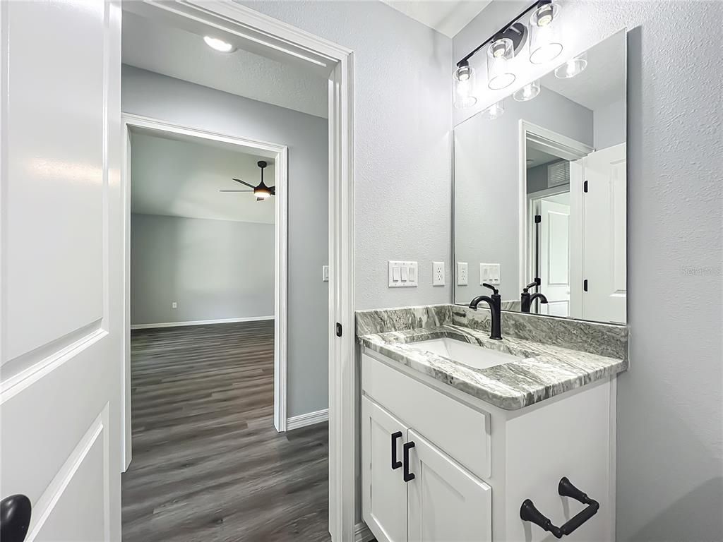 Bathroom, Interior, Recessed Lighting, Wood Texture Flooring