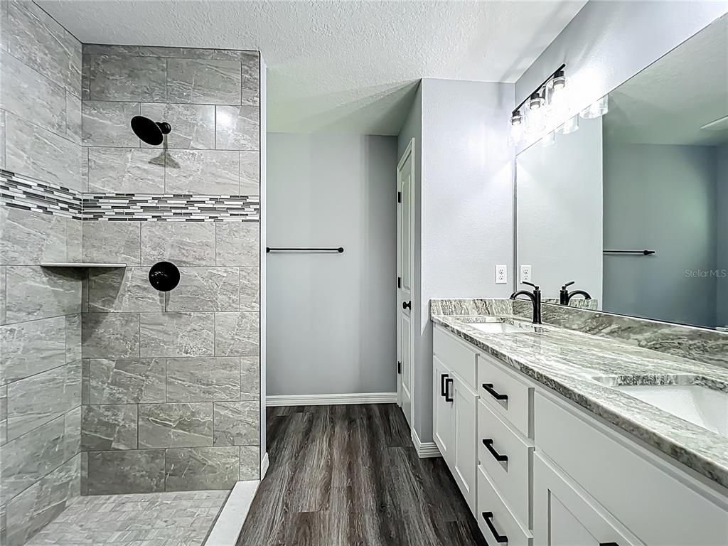 Bathroom, Dual Sink Vanities, Interior, Wood Texture Flooring