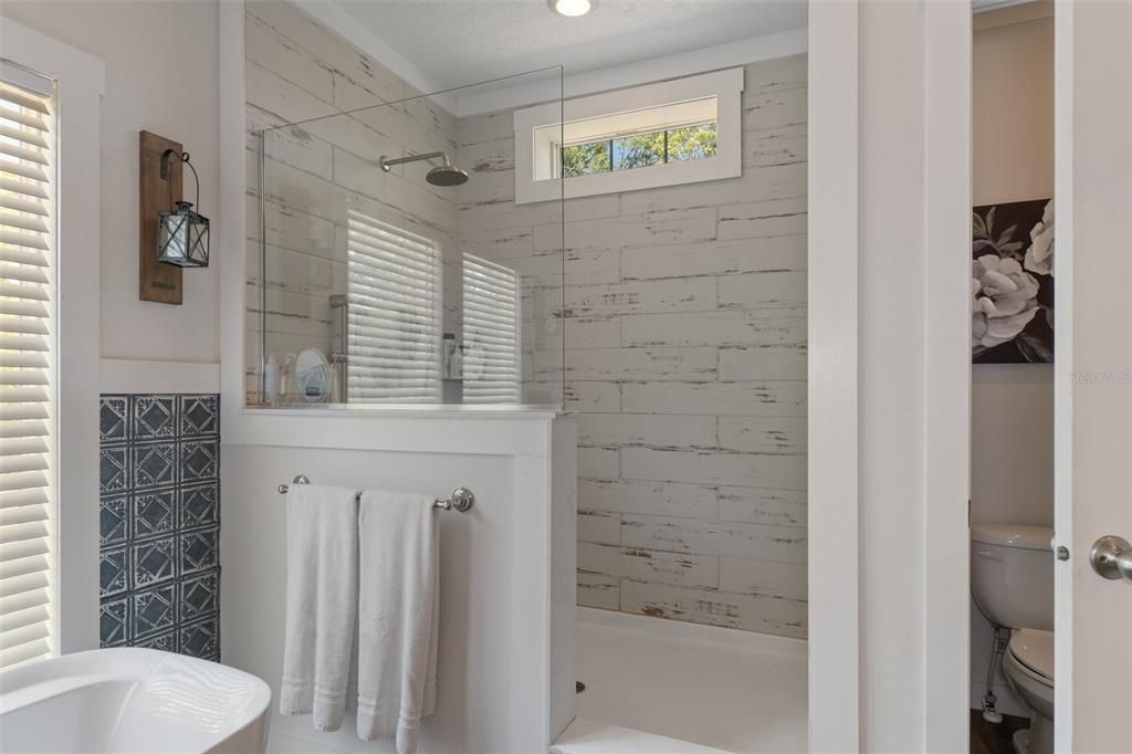 Bathroom, Glass Shower, Interior, Marble Walls, Recessed Lighting