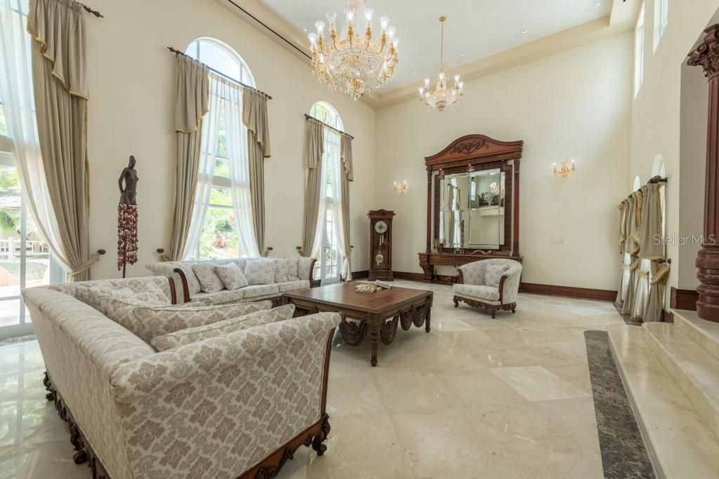 Chandelier, Interior, Living room, Recessed Lighting