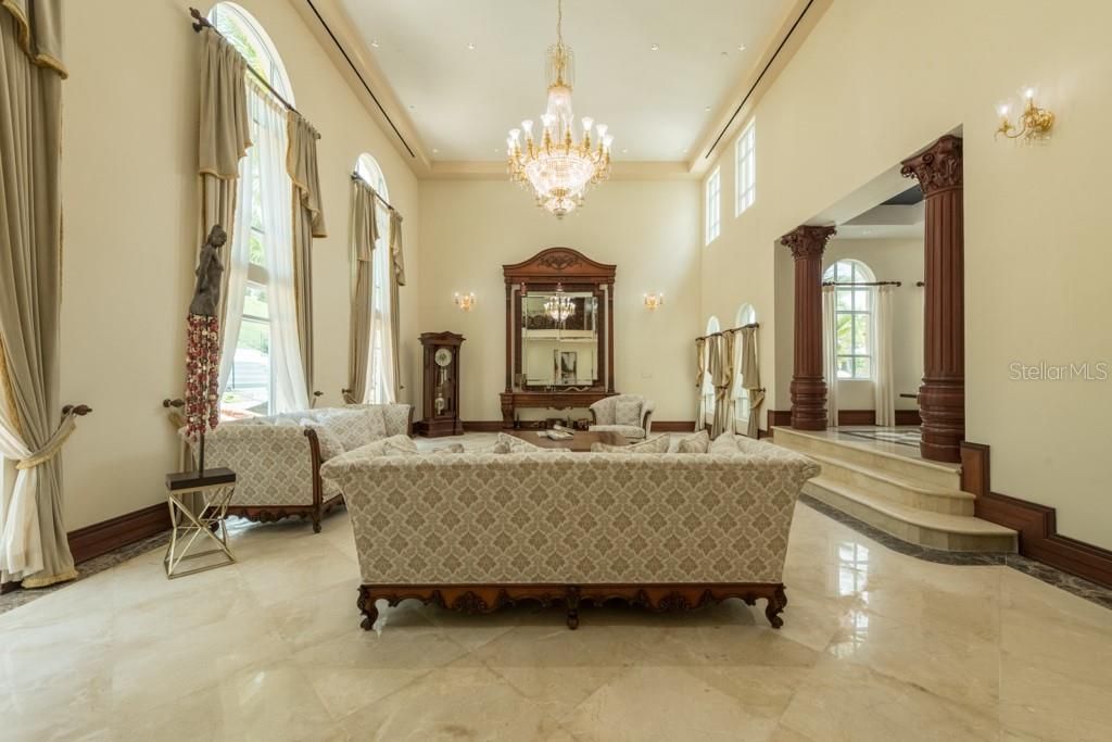 Chandelier, Interior, Living room, Recessed Lighting