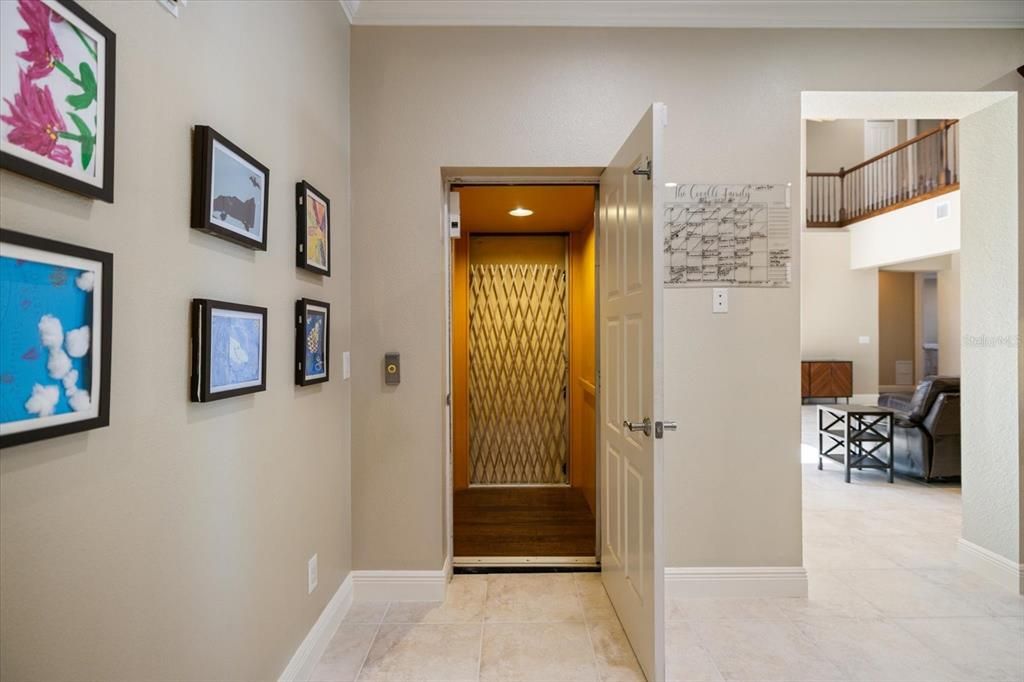 Elevator, Interior, Recessed Lighting, Wooden Walls