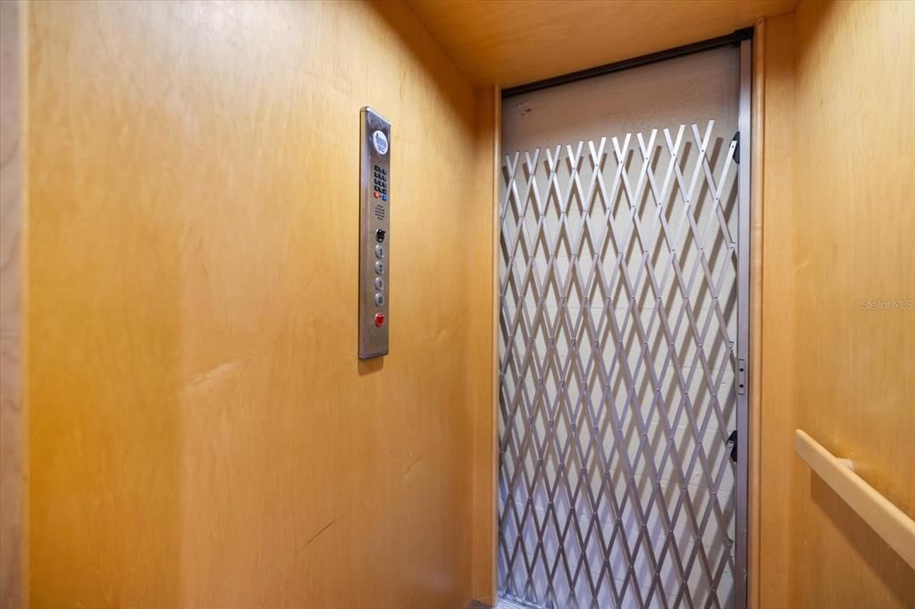 Elevator, Interior, Wooden Walls