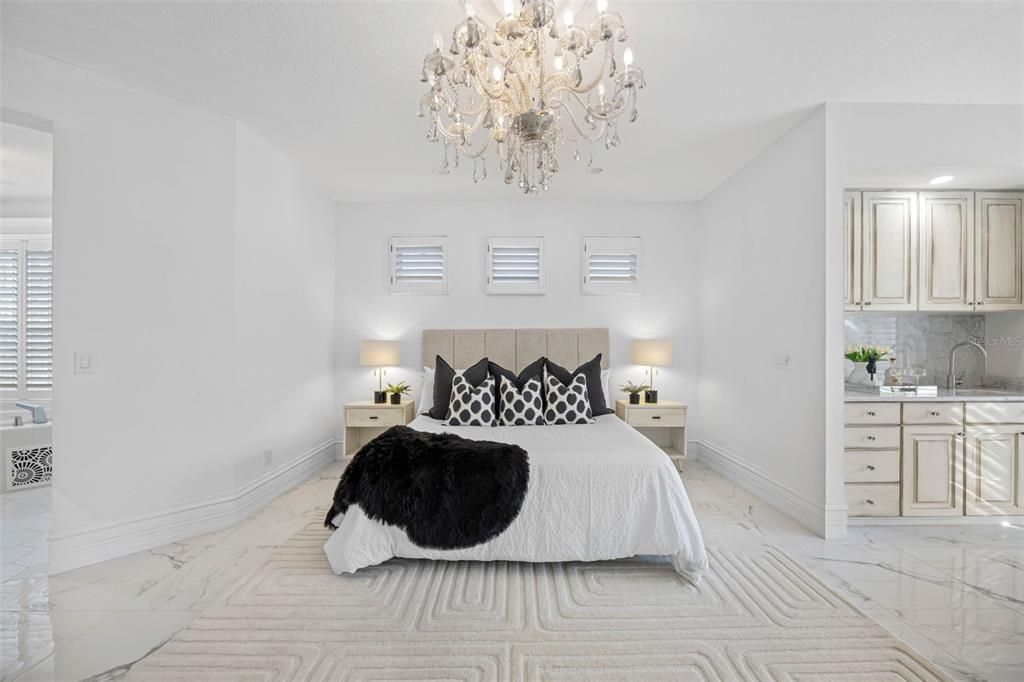 Bedroom, Chandelier, Interior, Marble