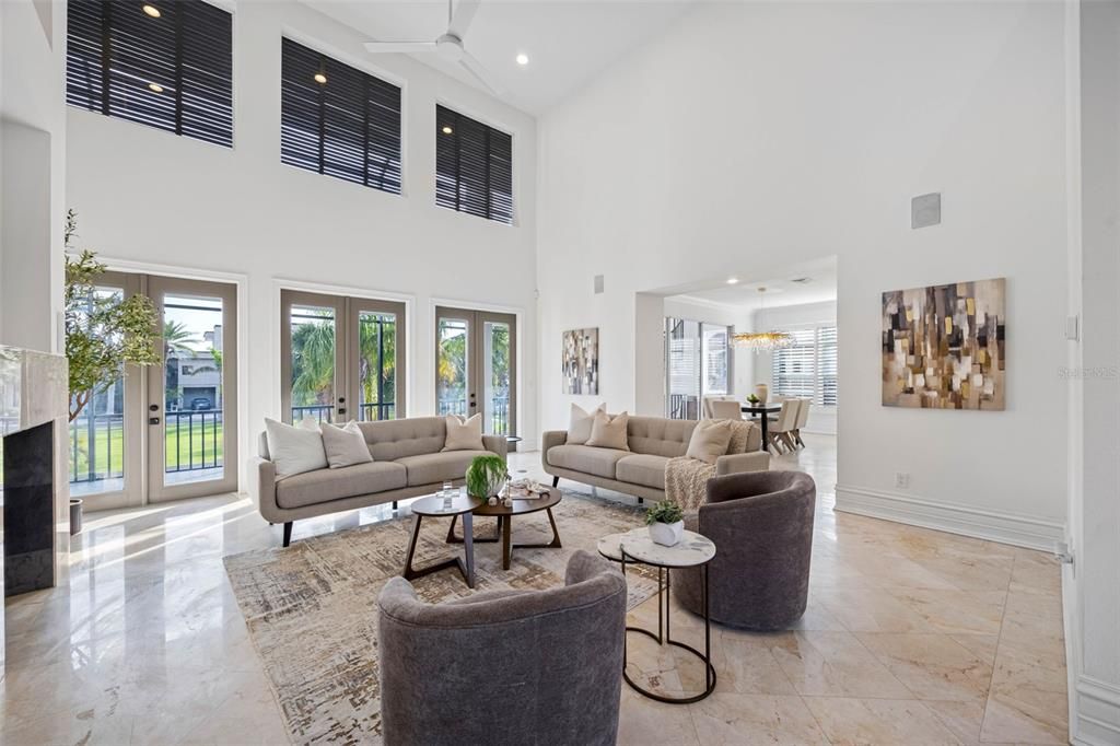 Chandelier, Dining room, Interior, Living room, Recessed Lighting