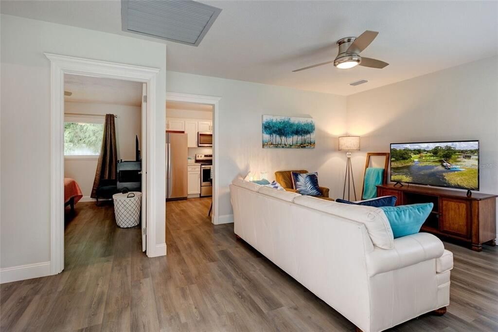 Interior, Kitchen, Living room, Stainless Steel Appliances, Wood Texture Flooring