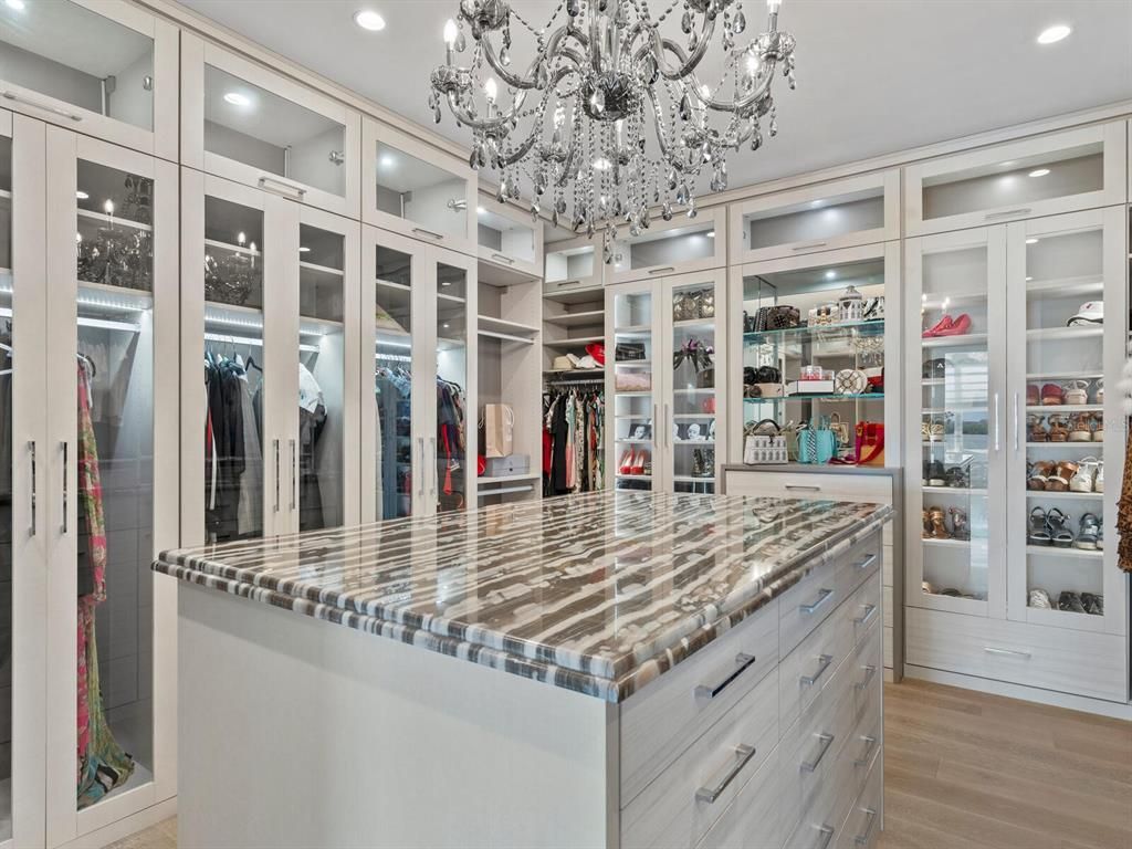 Chandelier, Interior, Recessed Lighting, Walk-in Closets, Wood Texture Flooring