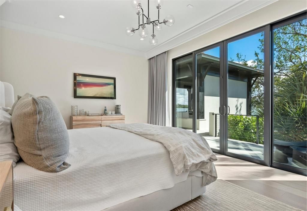 Bedroom, Interior, Pendant Lights, Recessed Lighting, Wood Texture Flooring