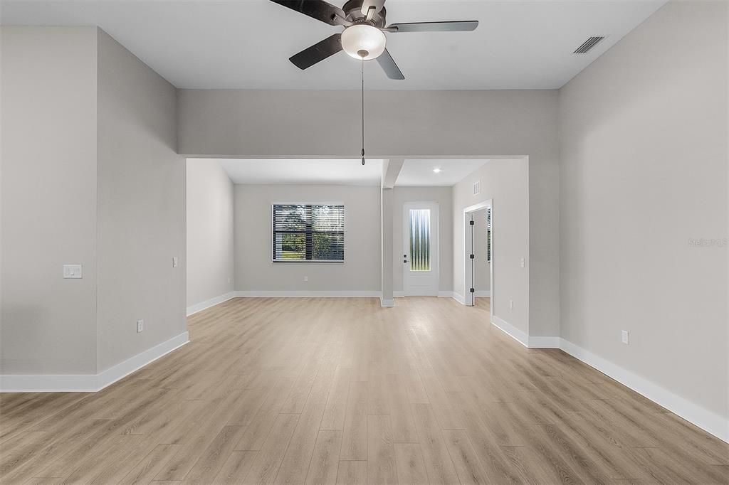 Empty room, Interior, Recessed Lighting, Wood Texture Flooring