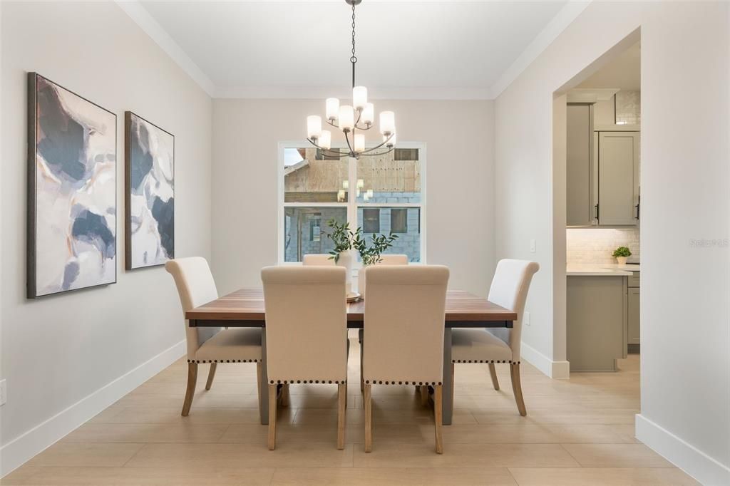 Chandelier, Dining room, Interior, Wood Texture Flooring