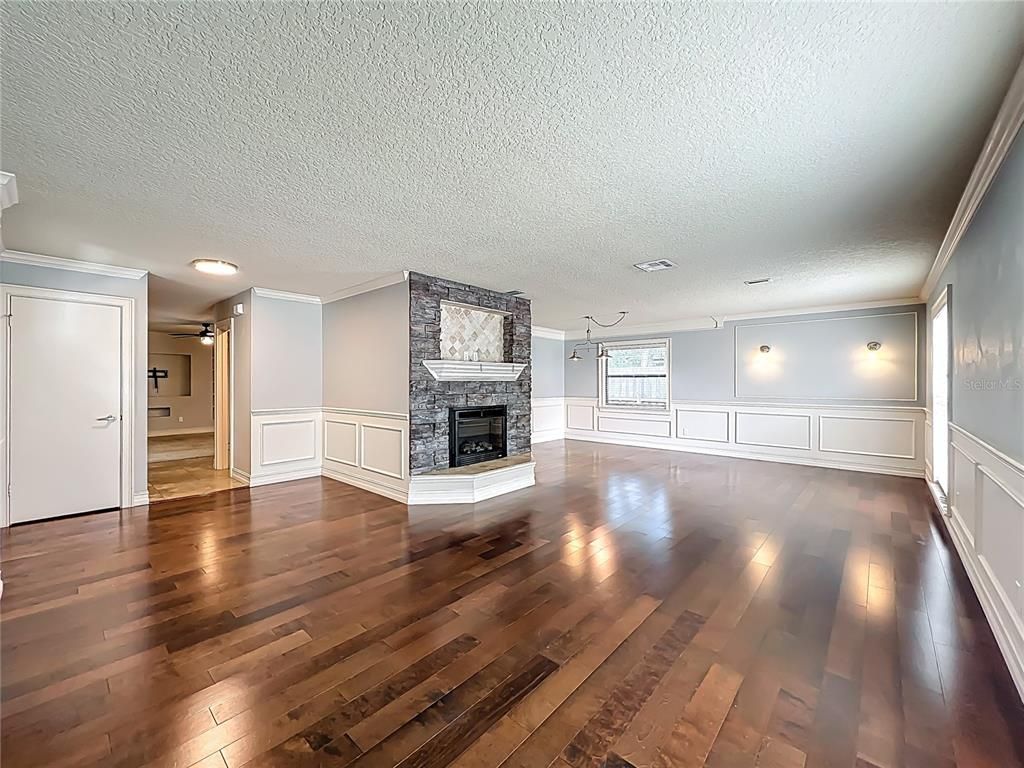Empty room, Fireplace, Interior, Wood Texture Flooring
