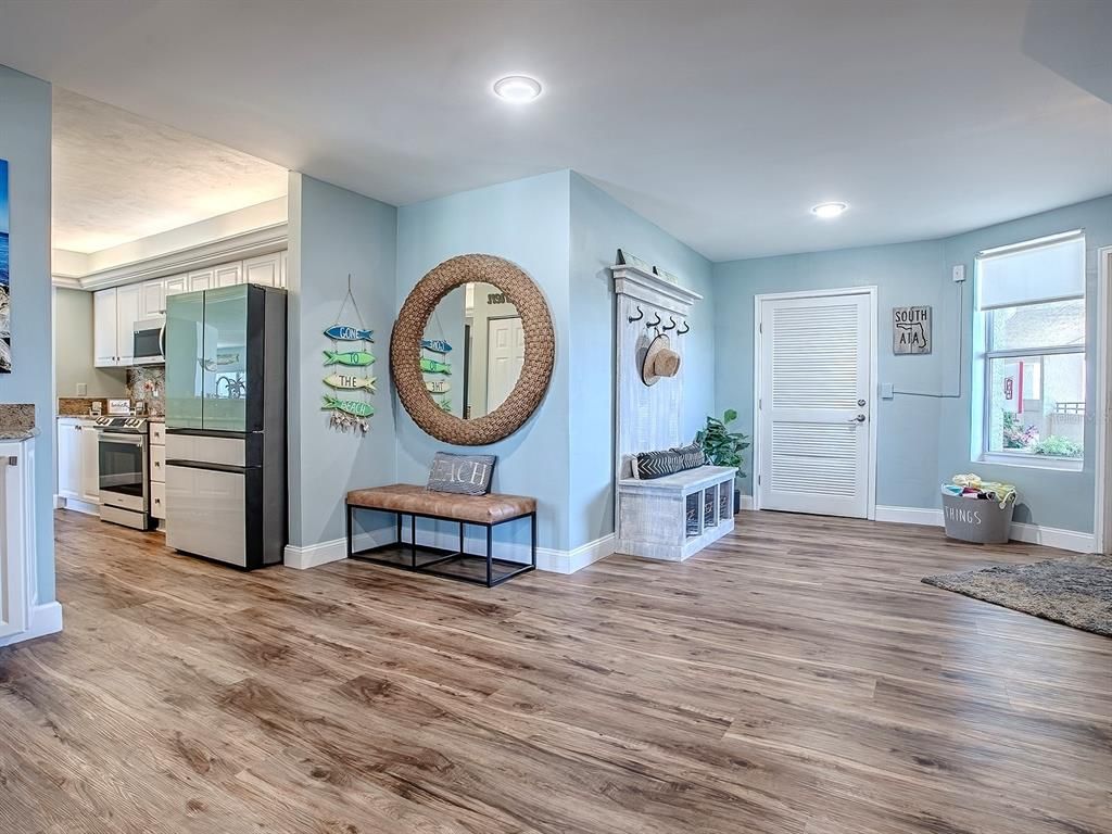 Interior, Kitchen, Recessed Lighting, Wood Texture Flooring