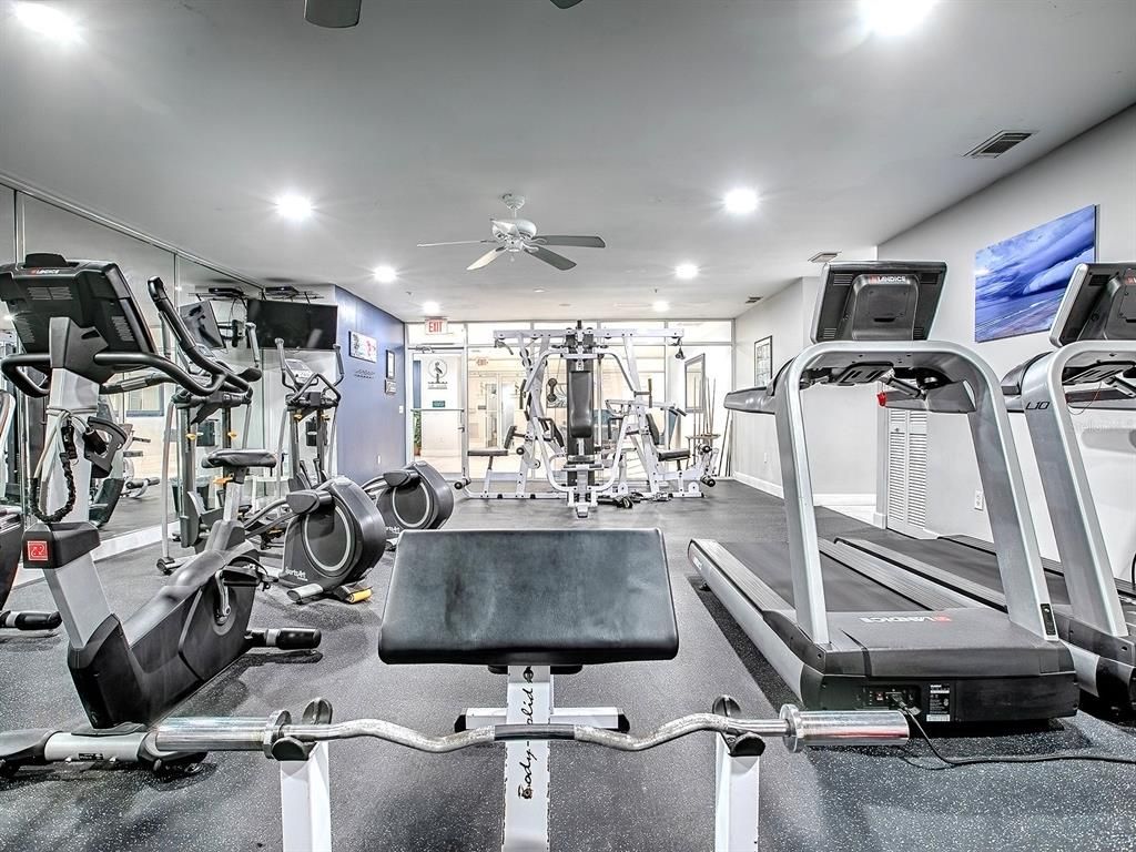 Fitness Equipment, Gym, Interior, Recessed Lighting