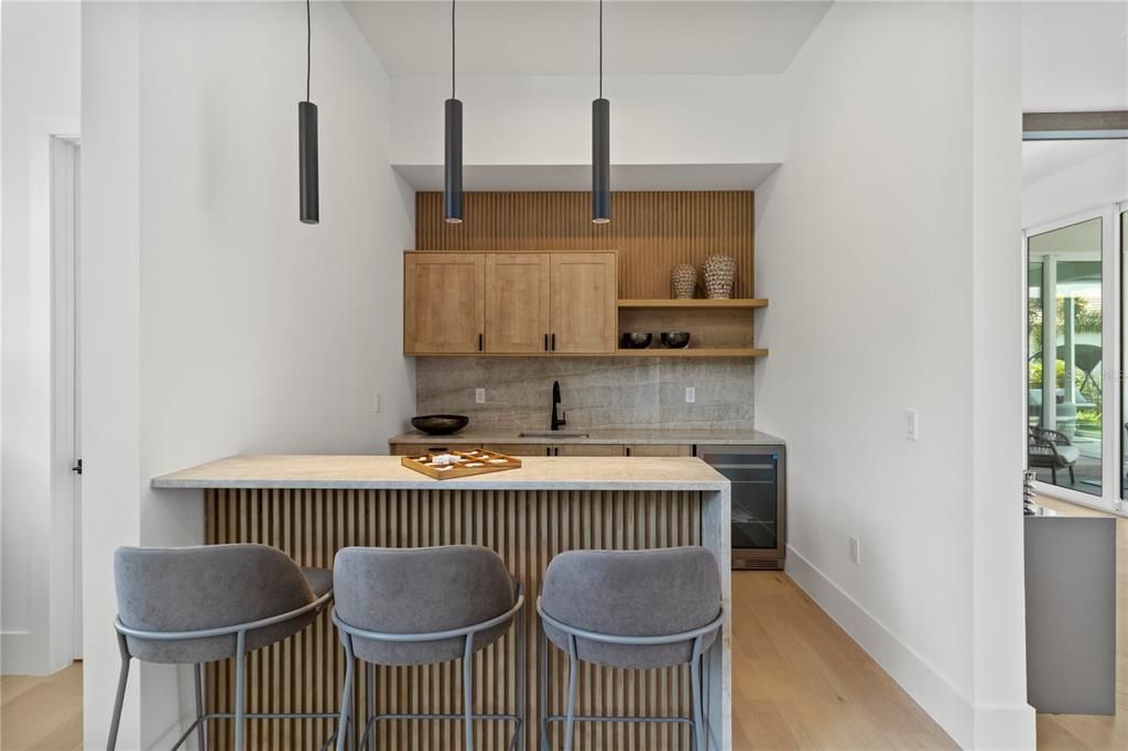 Interior, Kitchen, Pendant Lights, Wood Texture Flooring
