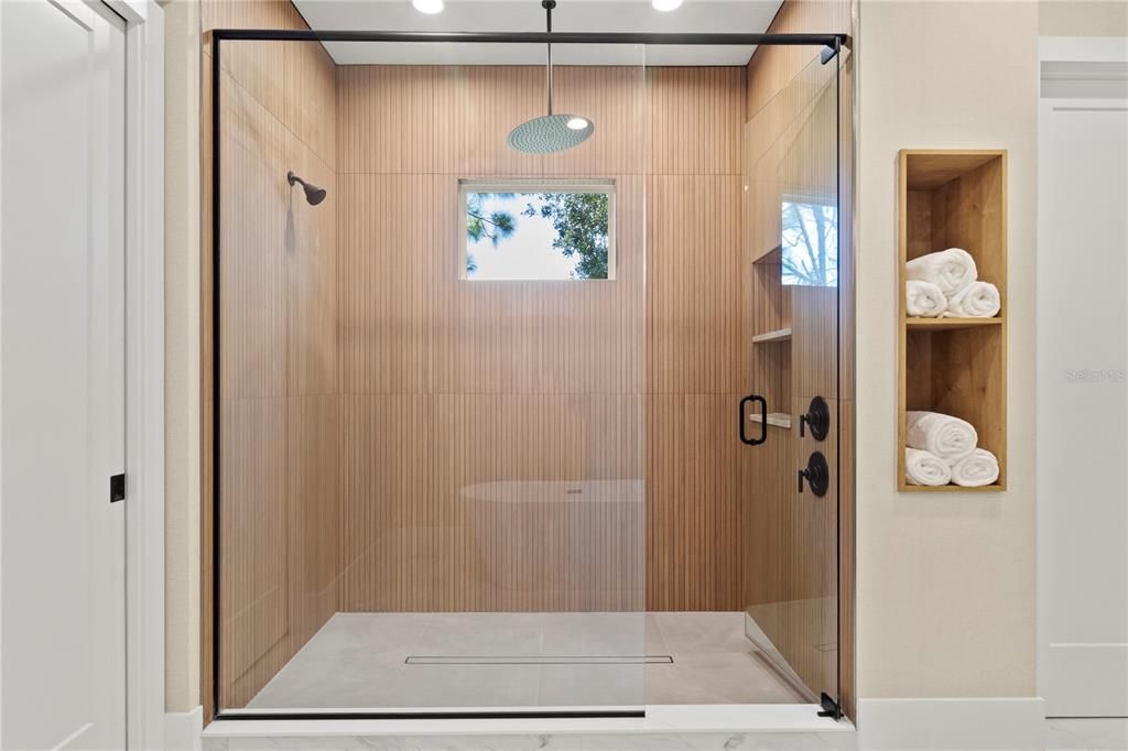 Bathroom, Glass Shower, Interior, Recessed Lighting