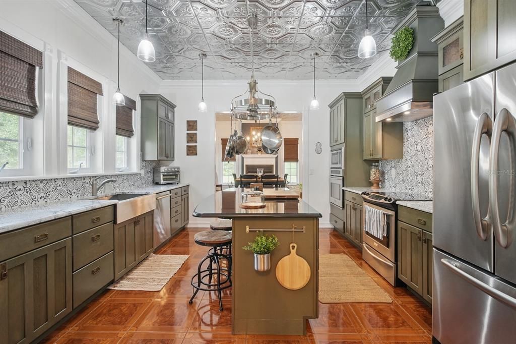 Interior, Kitchen, Pendant Lights, Stainless Steel Appliances, Wood Texture Flooring
