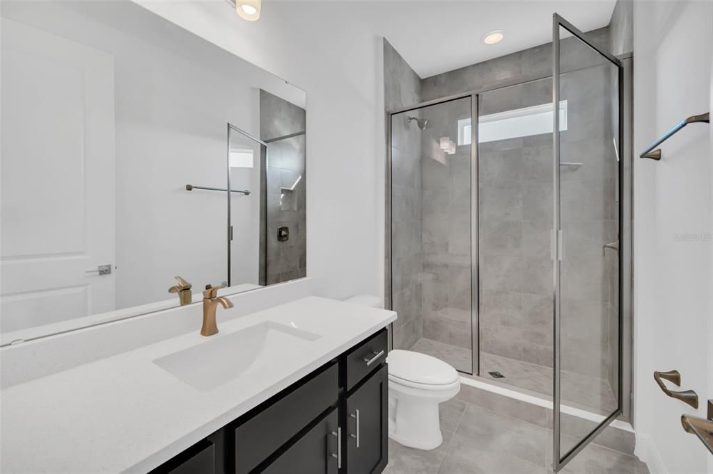 Bathroom, Glass Shower, Interior, Recessed Lighting
