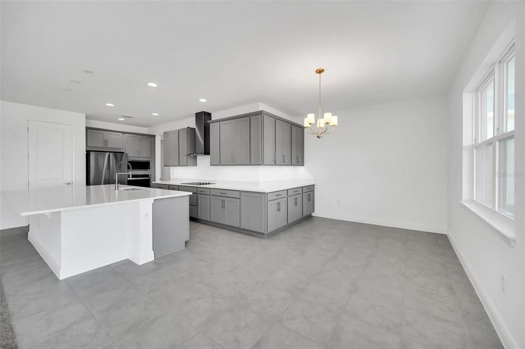 Chandelier, Interior, Kitchen, Pendant Lights, Recessed Lighting, Stainless Steel Appliances