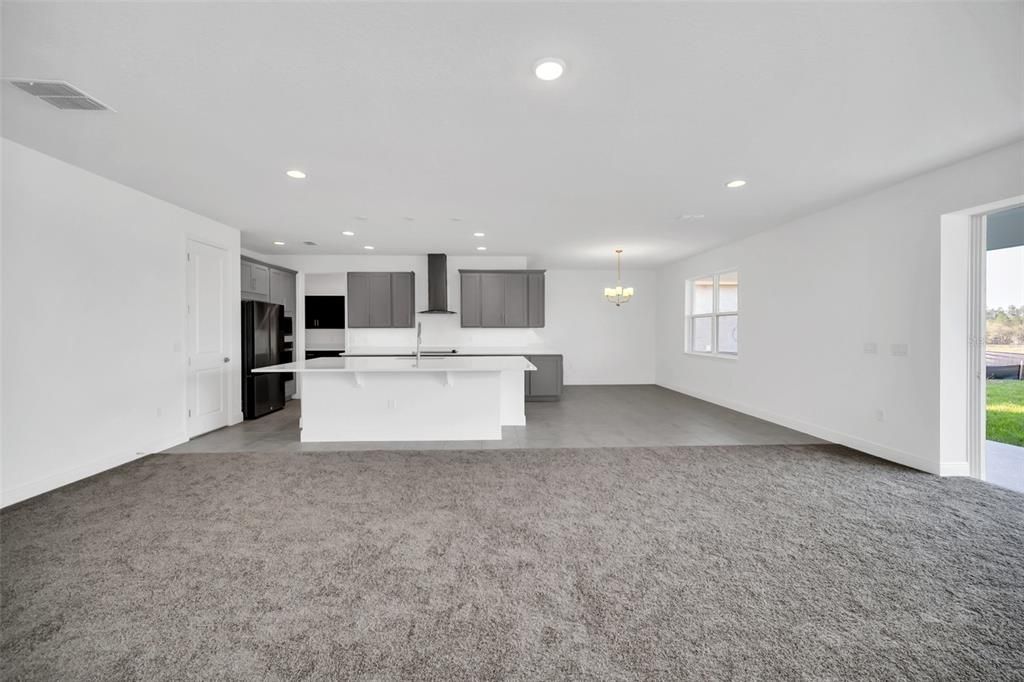 Chandelier, Empty room, Interior, Kitchen, Recessed Lighting