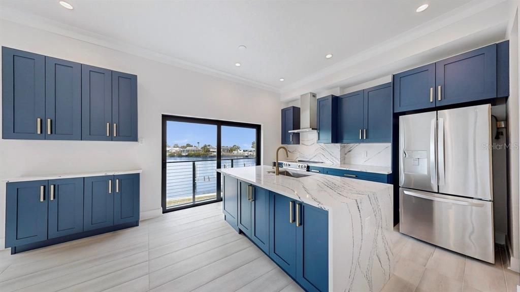 Interior, Kitchen, Recessed Lighting, Stainless Steel Appliances, Water