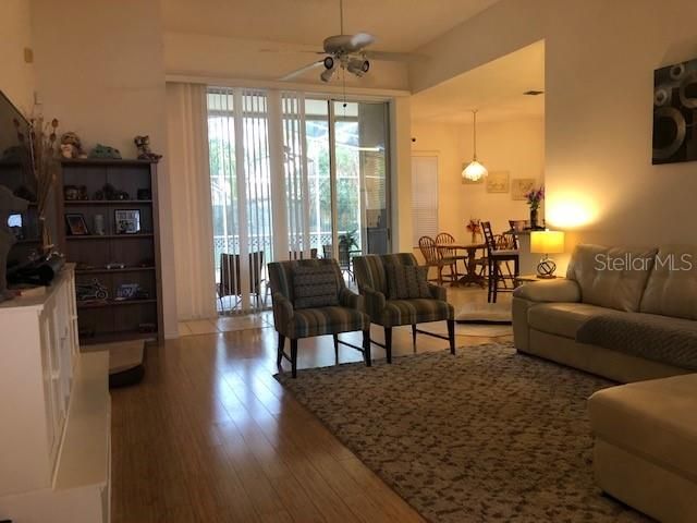 Dining room, Interior, Living room, Pendant Lights, Wood Texture Flooring