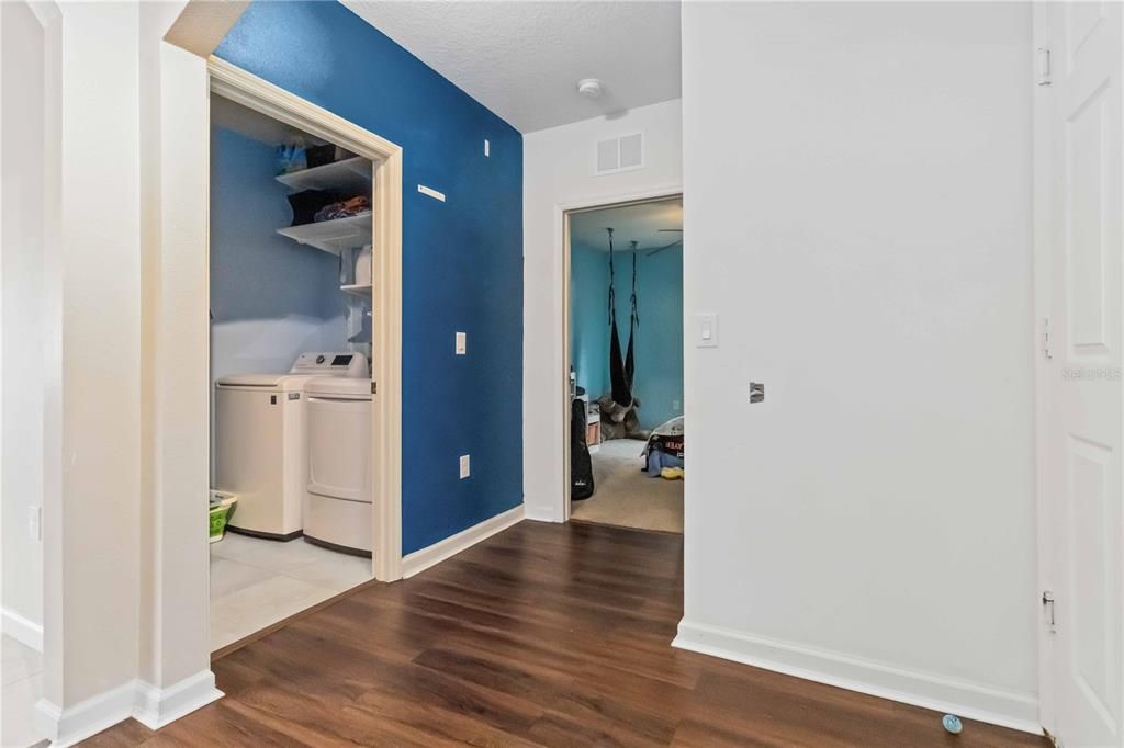 Interior, Washer, Wood Texture Flooring