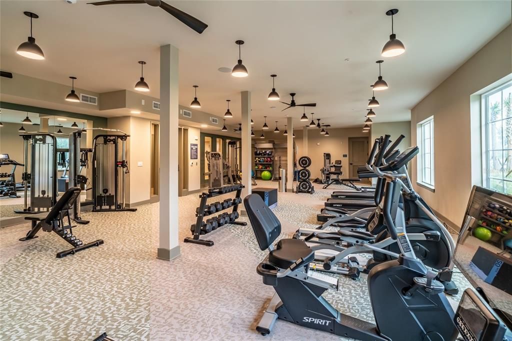 Fitness Equipment, Gym, Interior, Pendant Lights