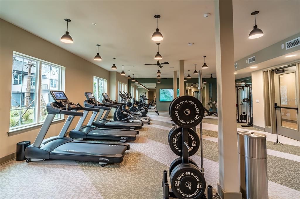 Fitness Equipment, Gym, Interior, Pendant Lights