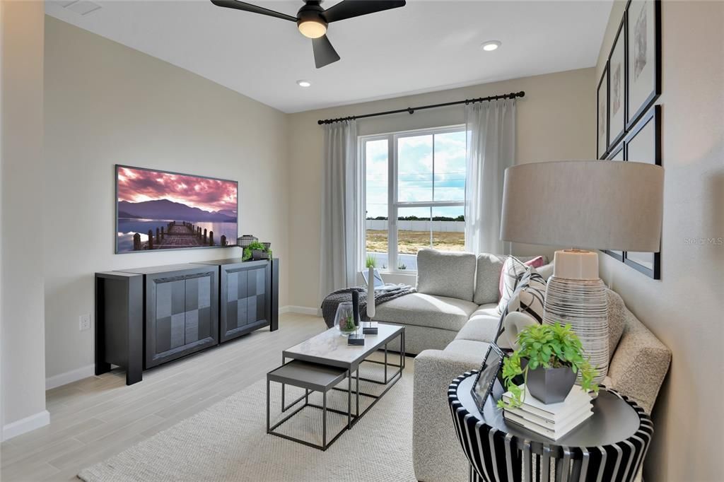 Interior, Living room, Recessed Lighting, Water, Wood Texture Flooring