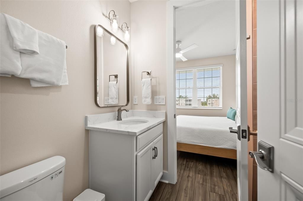 Bathroom, Bedroom, Dual Sink Vanities, Interior, Wood Texture Flooring