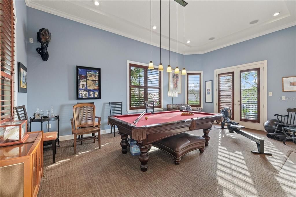 Billiard Table, Game Room, Interior, Pendant Lights, Recessed Lighting