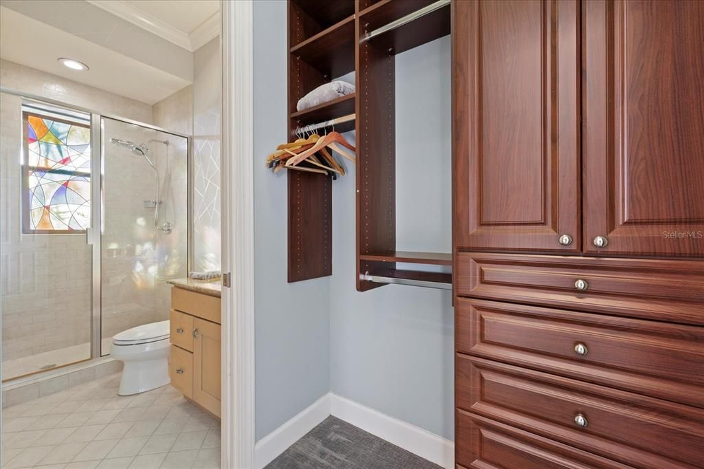 Bathroom, Glass Shower, Interior, Recessed Lighting, Walk-in Closets