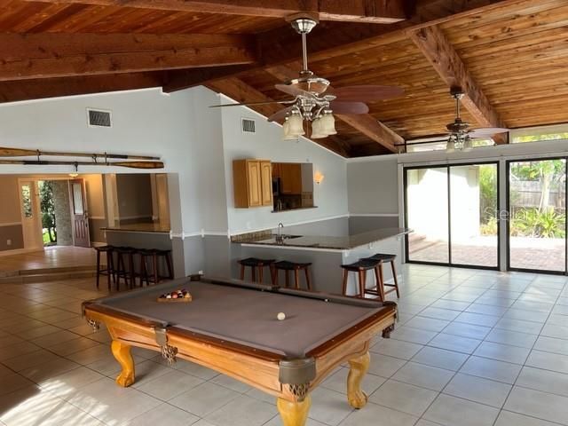 Billiard Table, Game Room, Interior, Wooden Beams, Wooden Ceilings