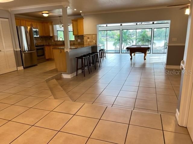 Billiard Table, Game Room, Interior, Kitchen, Stainless Steel Appliances