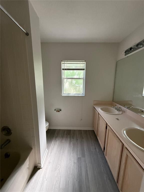 Bathroom, Dual Sink Vanities, Interior, Wood Texture Flooring