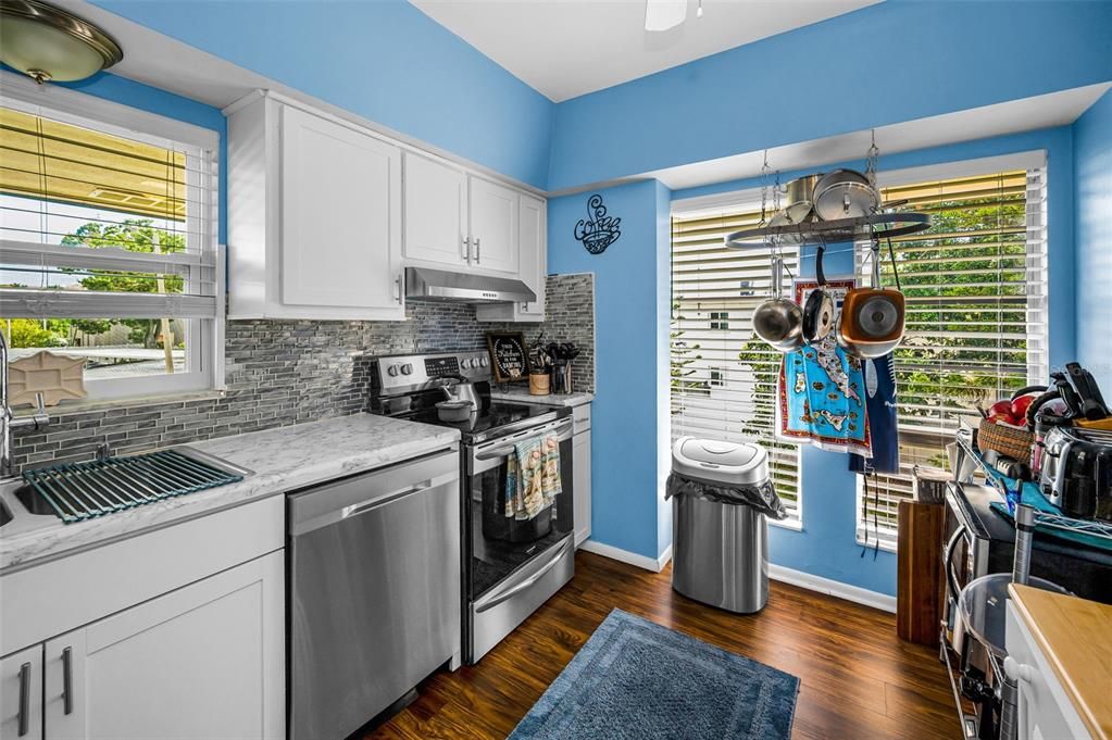 Interior, Kitchen, Stainless Steel Appliances, Wood Texture Flooring