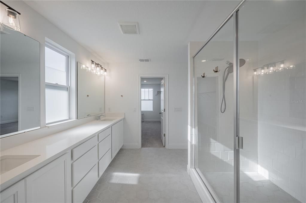 Bathroom, Dual Sink Vanities, Glass Shower, Interior