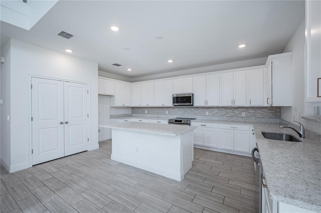 Interior, Kitchen, Recessed Lighting, Wood Texture Flooring