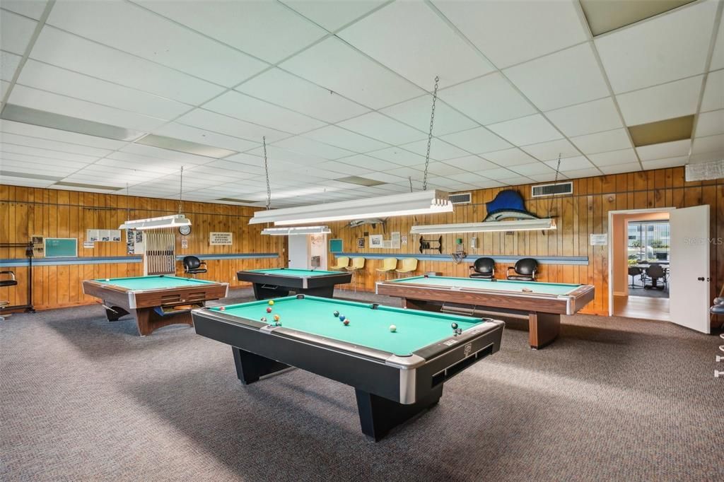 Billiard Table, Game Room, Interior, Pendant Lights, Wooden Walls