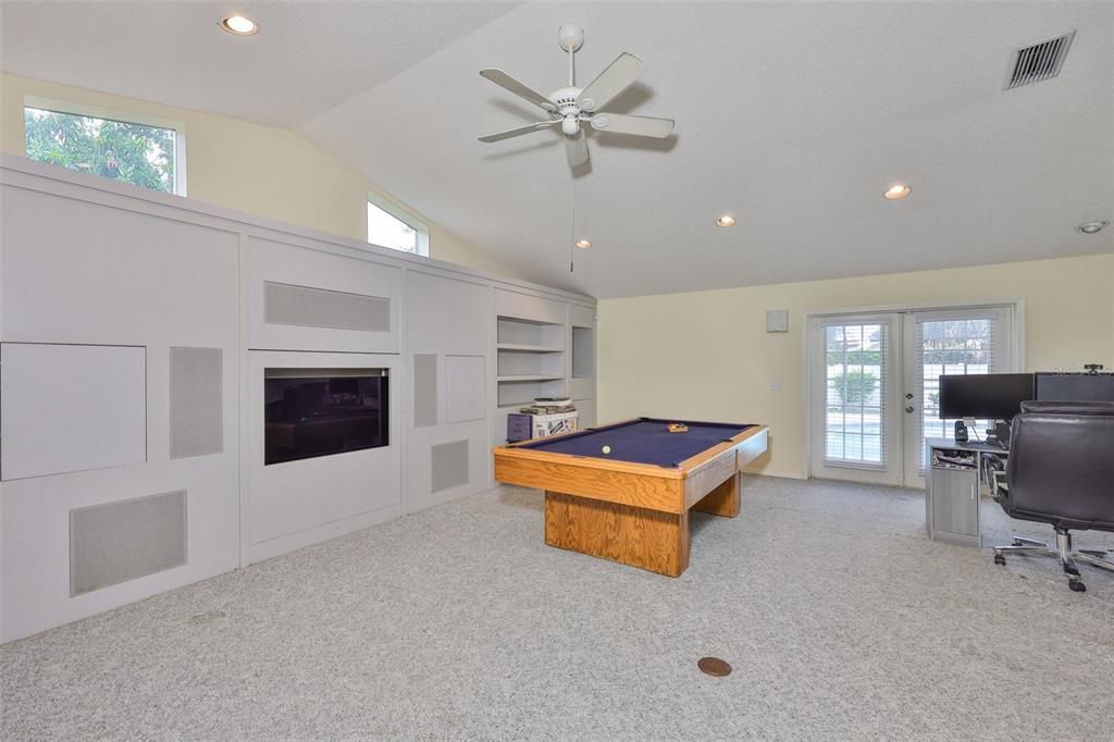 Billiard Table, Game Room, Home Office, Interior, Recessed Lighting