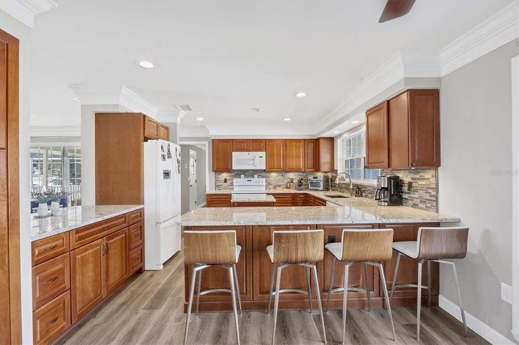 Interior, Kitchen, Recessed Lighting, Wood Texture Flooring