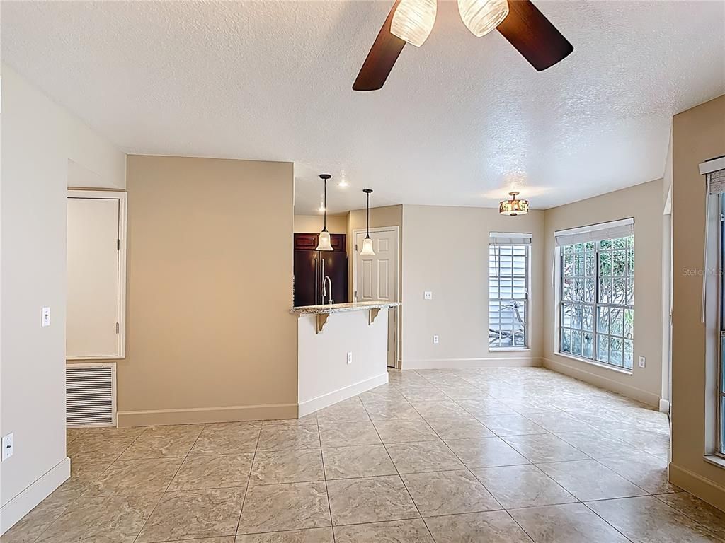 Empty room, Interior, Kitchen, Pendant Lights