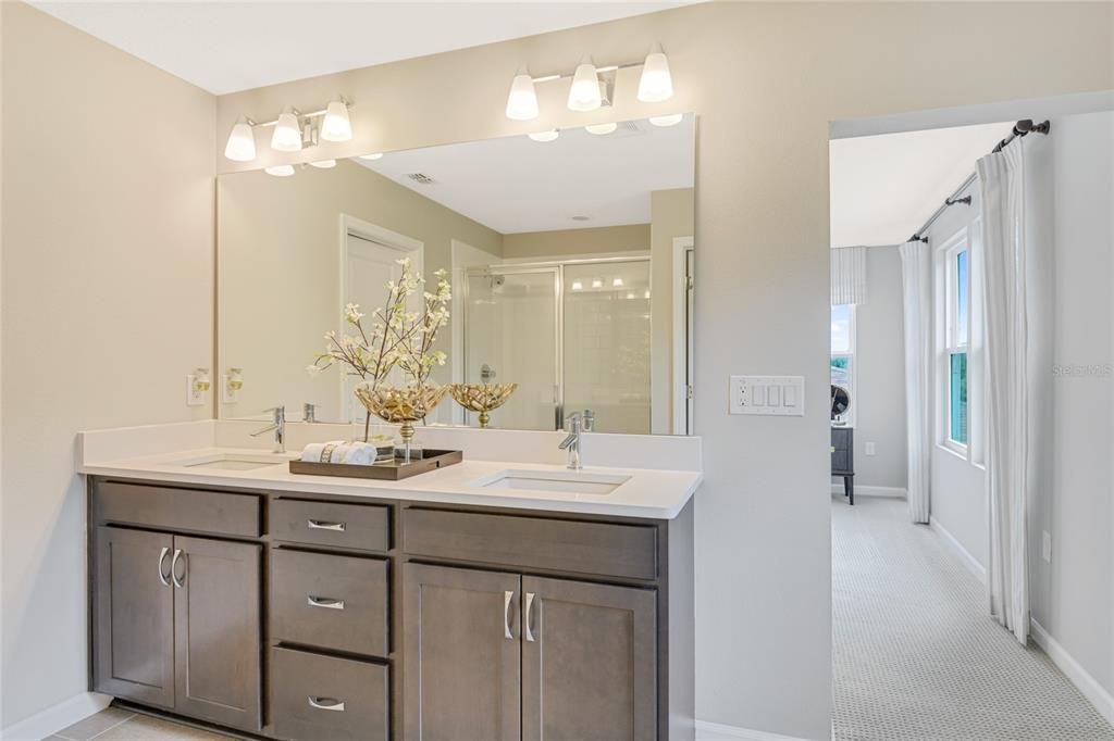 Bathroom, Dual Sink Vanities, Glass Shower, Interior