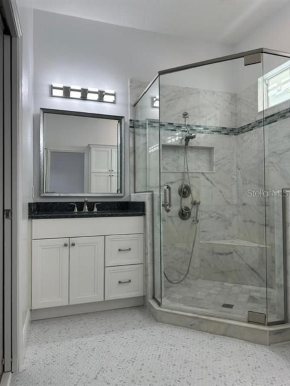 Bathroom, Glass Shower, Interior, Marble Walls