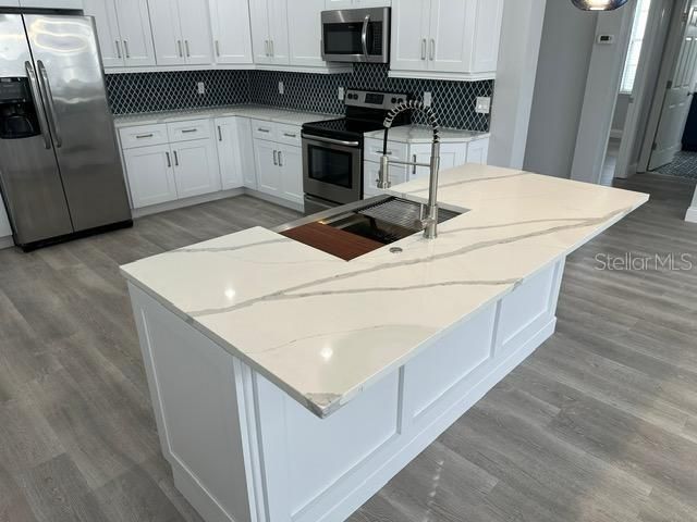 Interior, Kitchen, Stainless Steel Appliances, Wood Texture Flooring