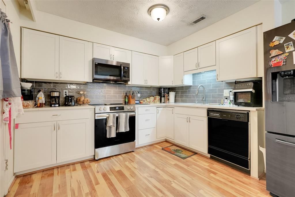 Interior, Kitchen, Stainless Steel Appliances, Wood Texture Flooring