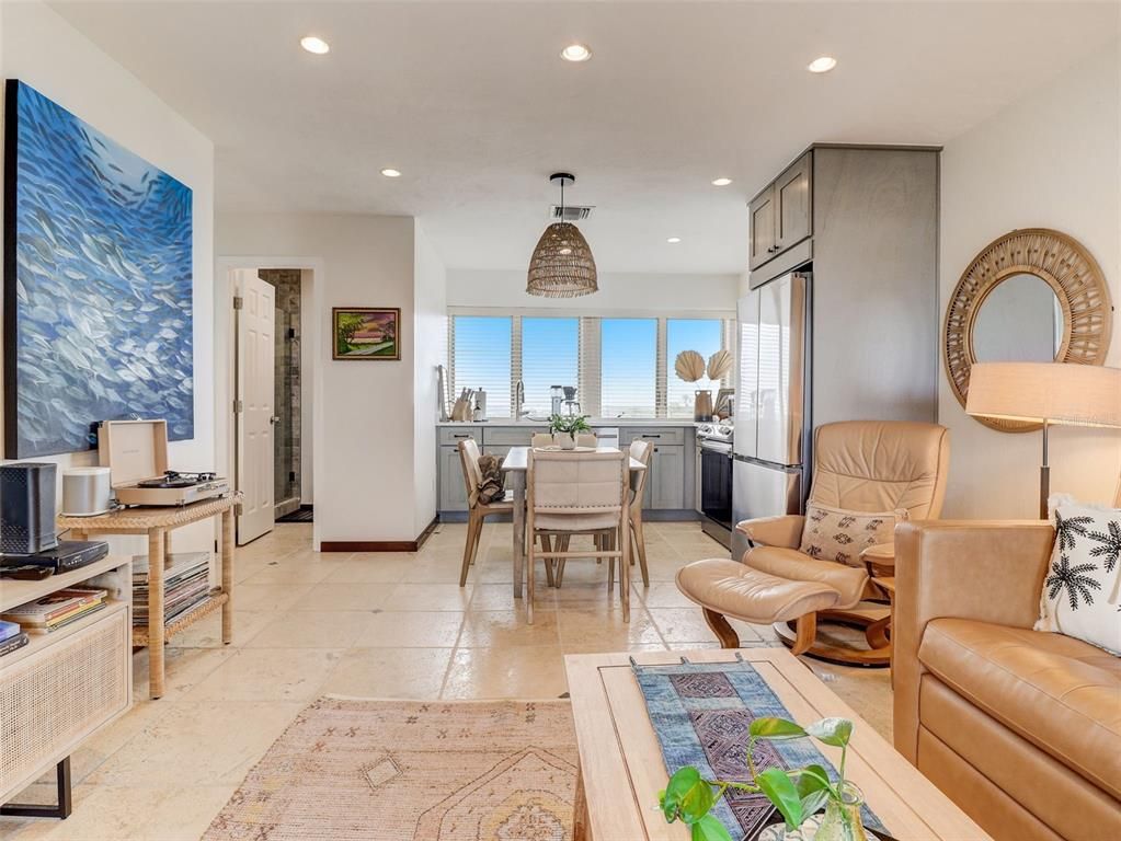 Dining room, Interior, Kitchen, Living room, Recessed Lighting